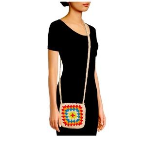 Woman’s Festival Crochet Granny Square Crossbody Bag